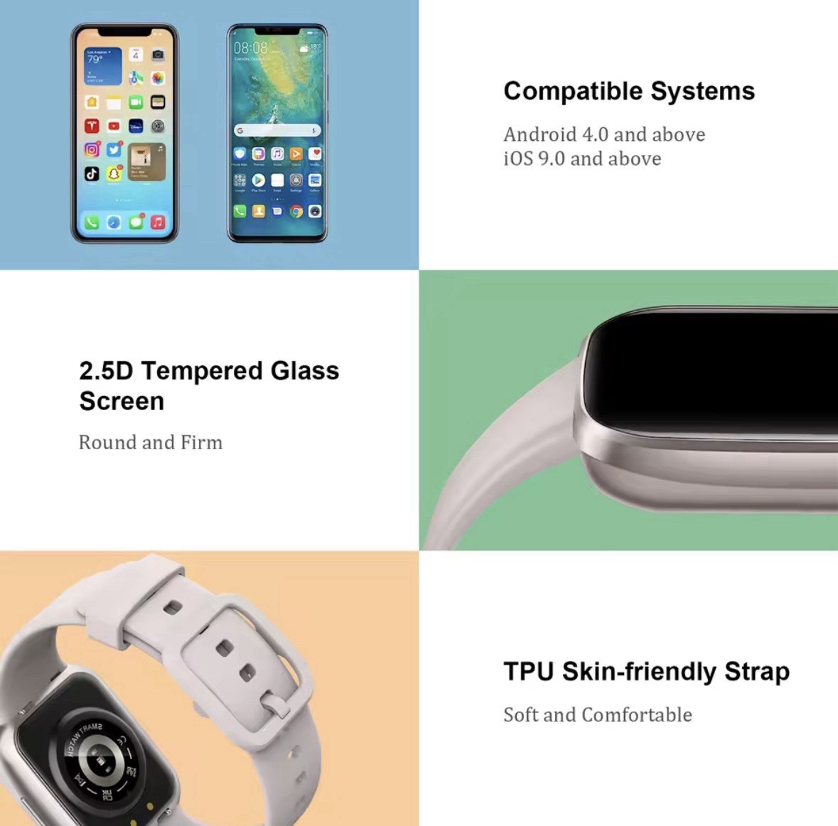 Smart Watch, Fitness Tracker Watch Men Women,Touch Smartwatch Bluetooth Call