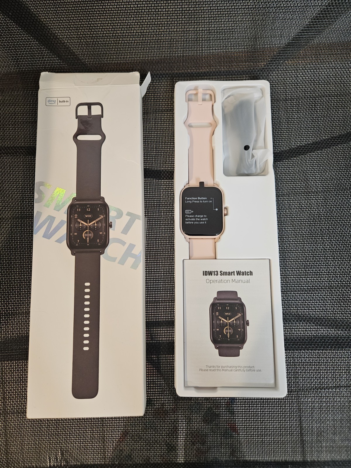 IDW13 Plus Smart Watch Pink Silicone Band Metal Case Health Watch