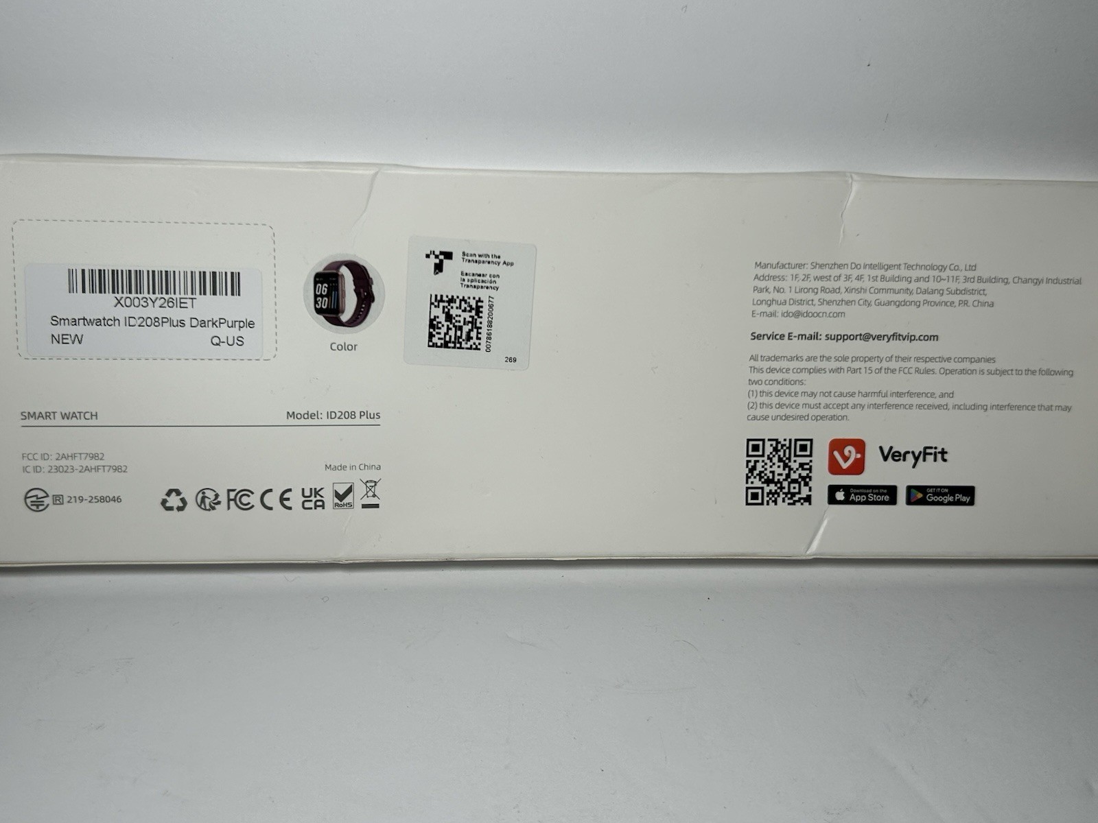Very Fit Smart Watch ID 208 Plus Dark Purple