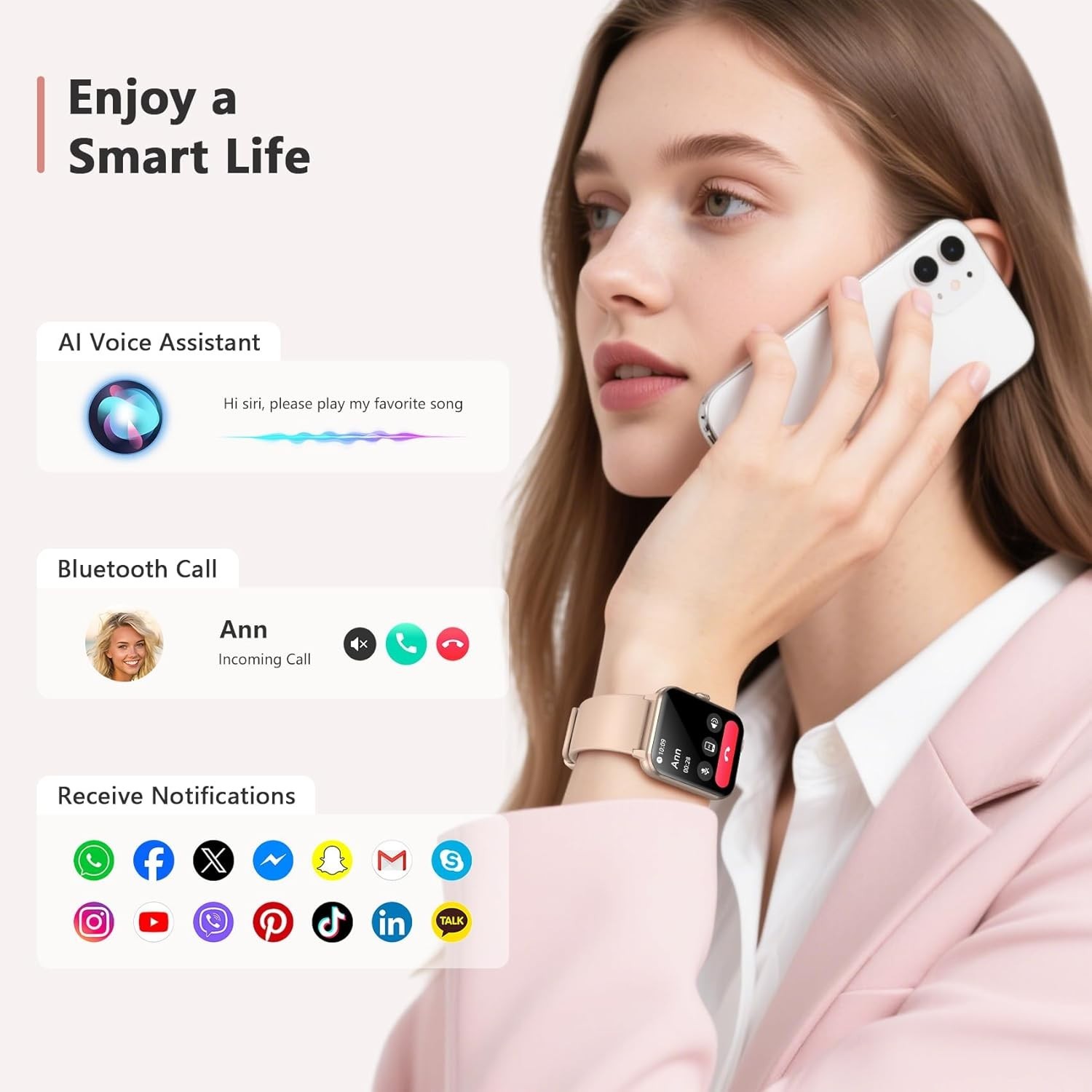 2026 Wireless Smartwatch with 100+ Sports Modes Call Answer Waterproof