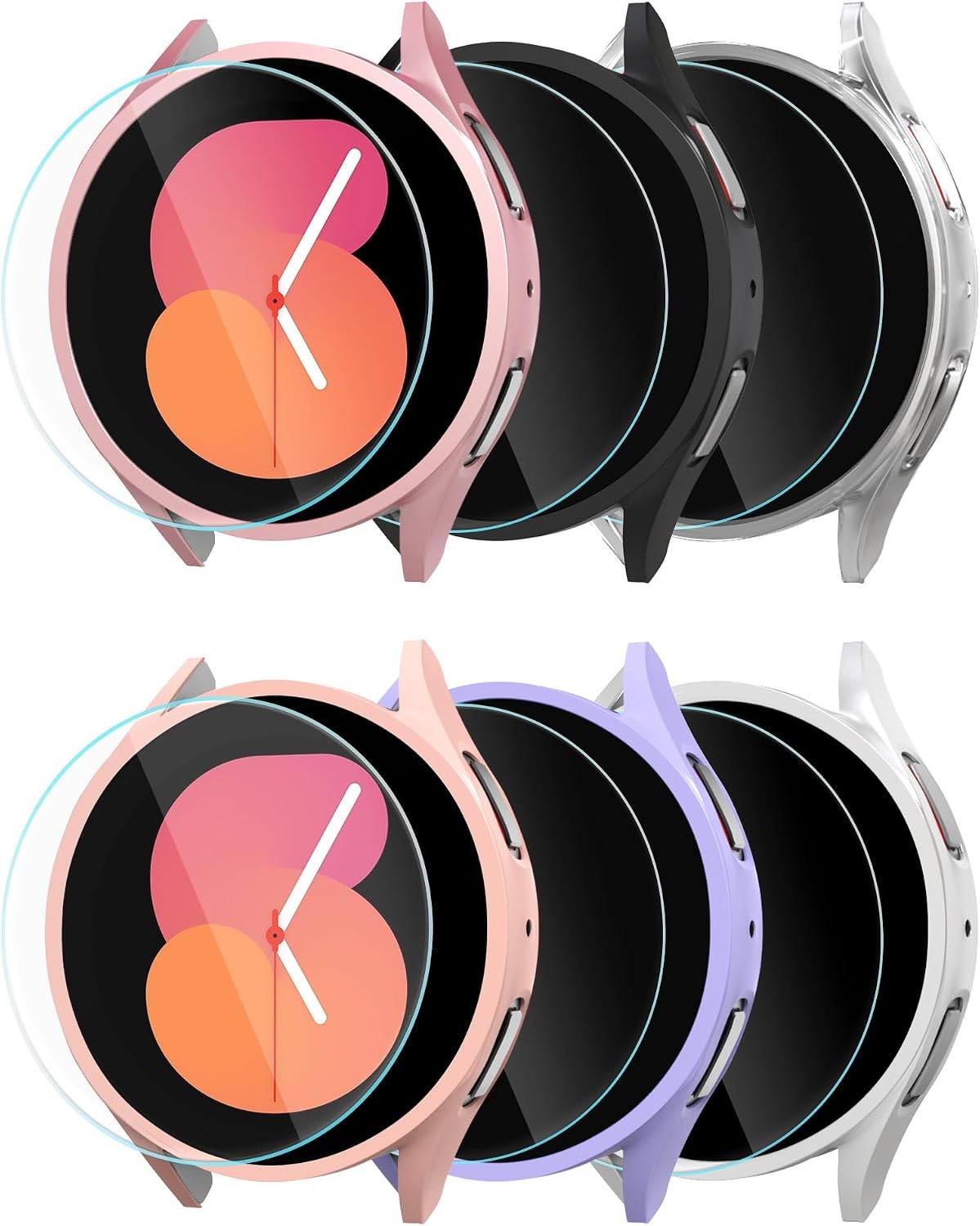 6+6 Pack Anti-Fog Tempered Glass Case For Samsung Galaxy Watch 5 40mm / 4 40mm