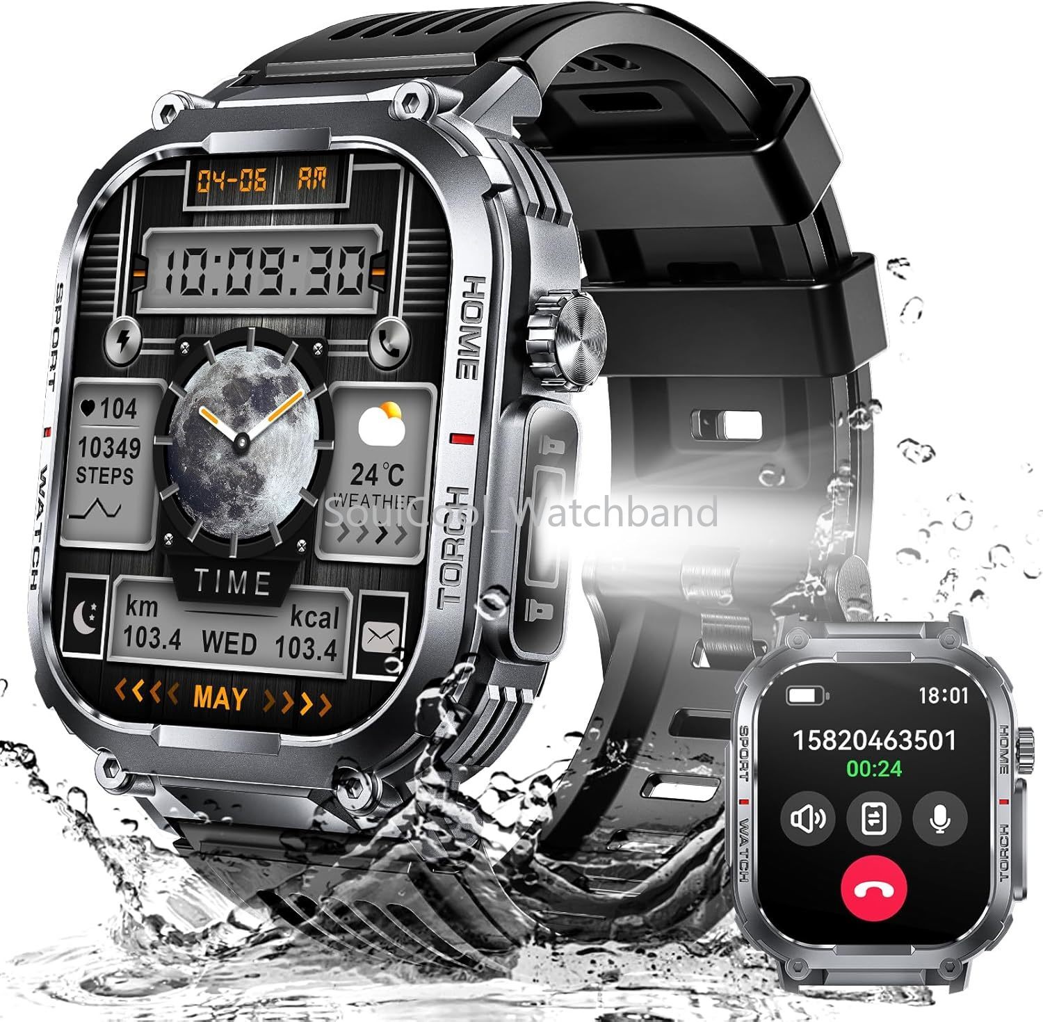Military Smart Watch for Men (Call Receive/Dial) Rugged Tactical Fitness Tracker