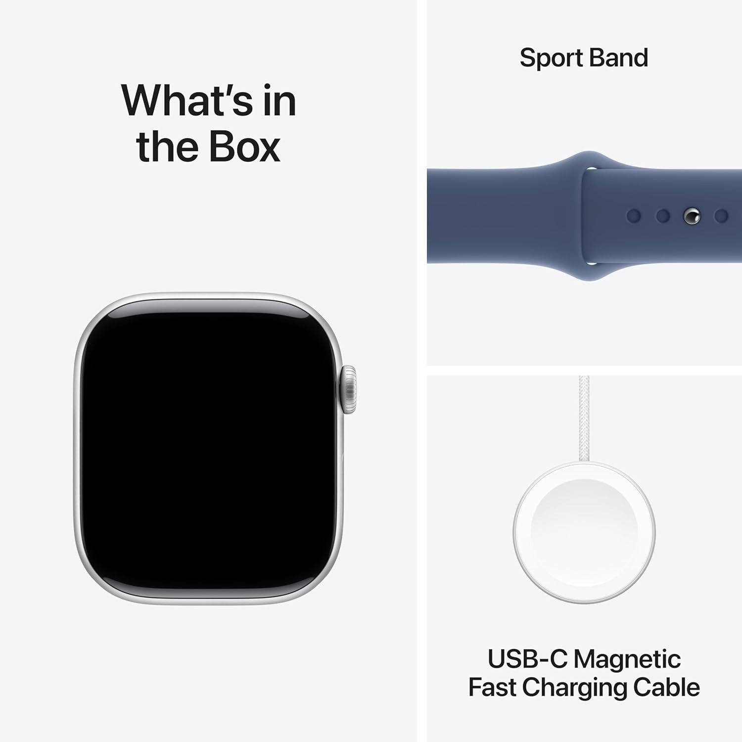 Apple Watch Series 10 46mm GPS Silver Denim Sport Band M/L | MWWM3LW/A