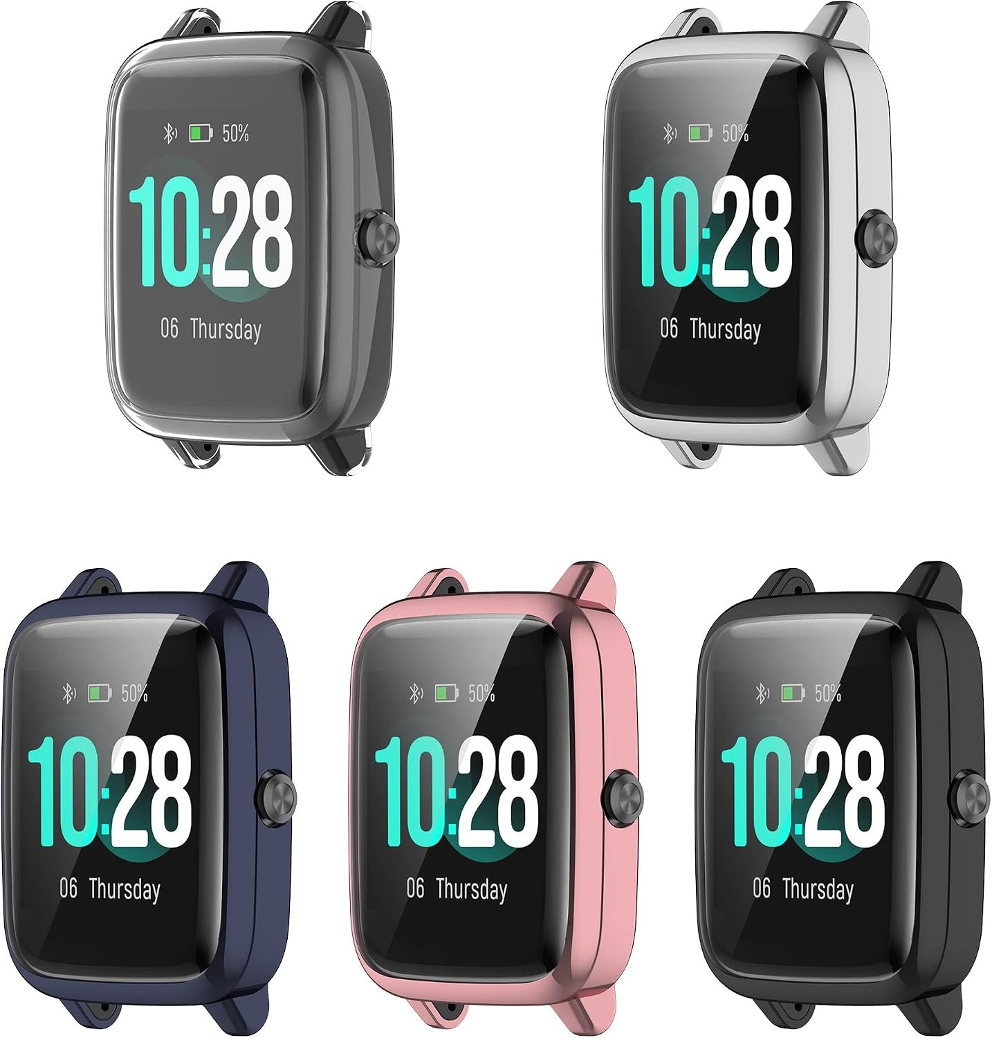 5-Pack Soft TPU Bumper Case for Willful ID205L Smart Watch All-Around Protection
