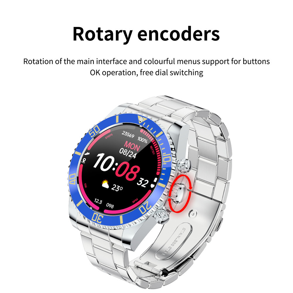 Men Smart Watch Business Luxury Wristwatch Bluetooth Stainless Steel Smartwatch
