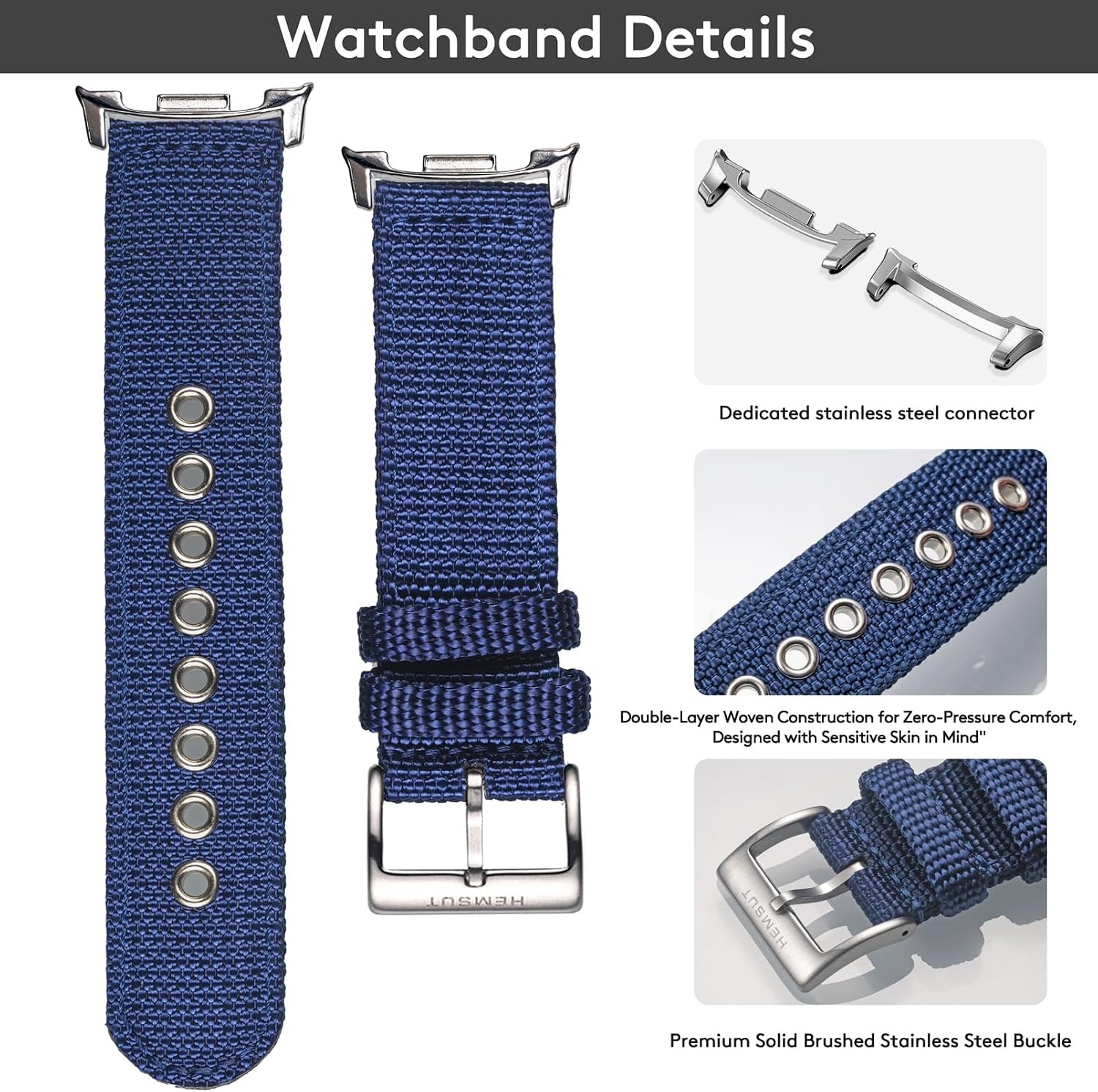 Nylon Strap Compatible with Samsung Galaxy Watch 8 40mm/44mm Casual