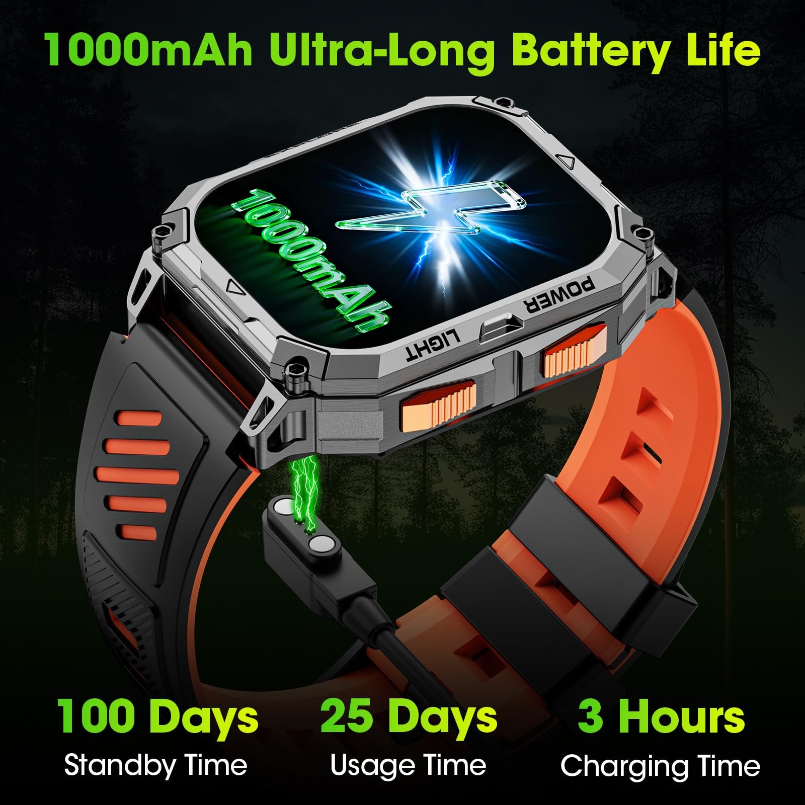 Smart Watches for Men, 2.01″ HD Military with 1000mAh High-Capacity Battery/L…