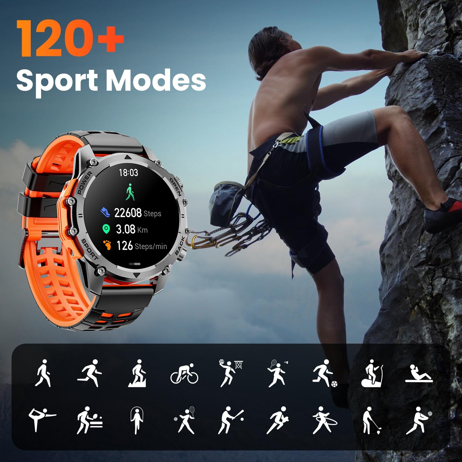 Smart Watches For Men Call/Notification1.52Hd Military Smart Watch Heart
