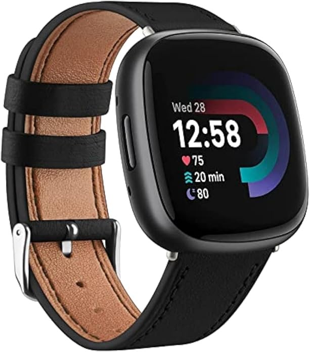 Leather Bands Compatible with Fitbit Versa 4 and Sense 2 Watches for Women Men