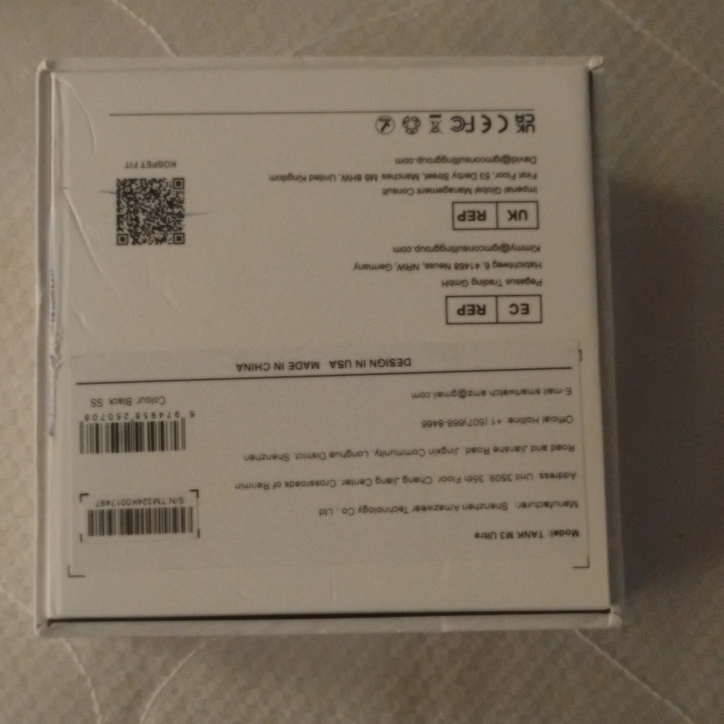 Kospet Tank M3 Ultra 43mm 64GB Smartwatch Black Silicone Band Water-Res