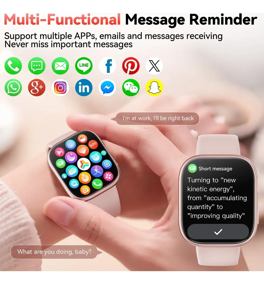Smartwatch, 7 Straps—Perfect Gift for Women, 1.83 Inch Smartwatch Bluetooth