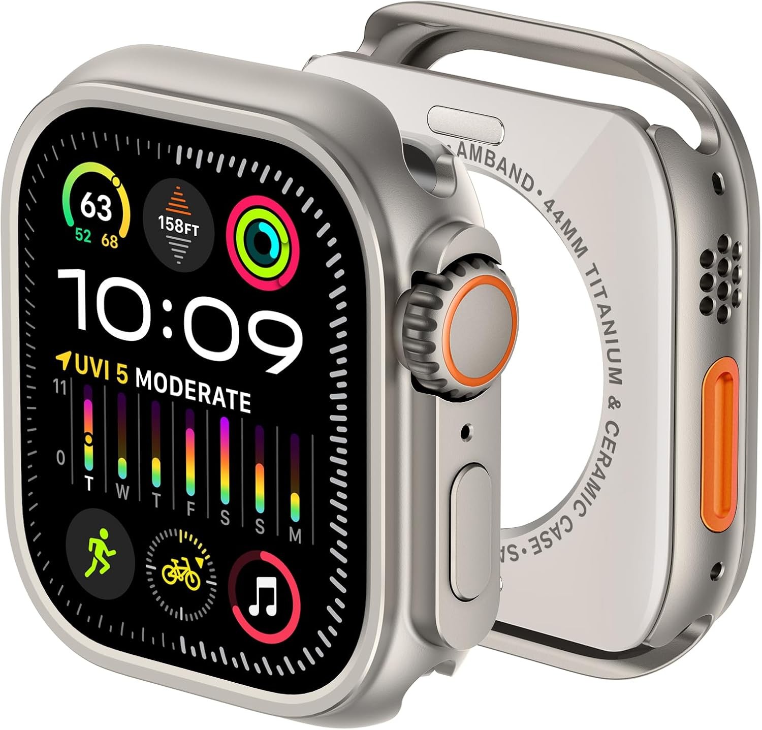 3 in 1 Metal Case for Apple Watch Series 6/5/4/SE 44mm, Rugged Bumper Protector