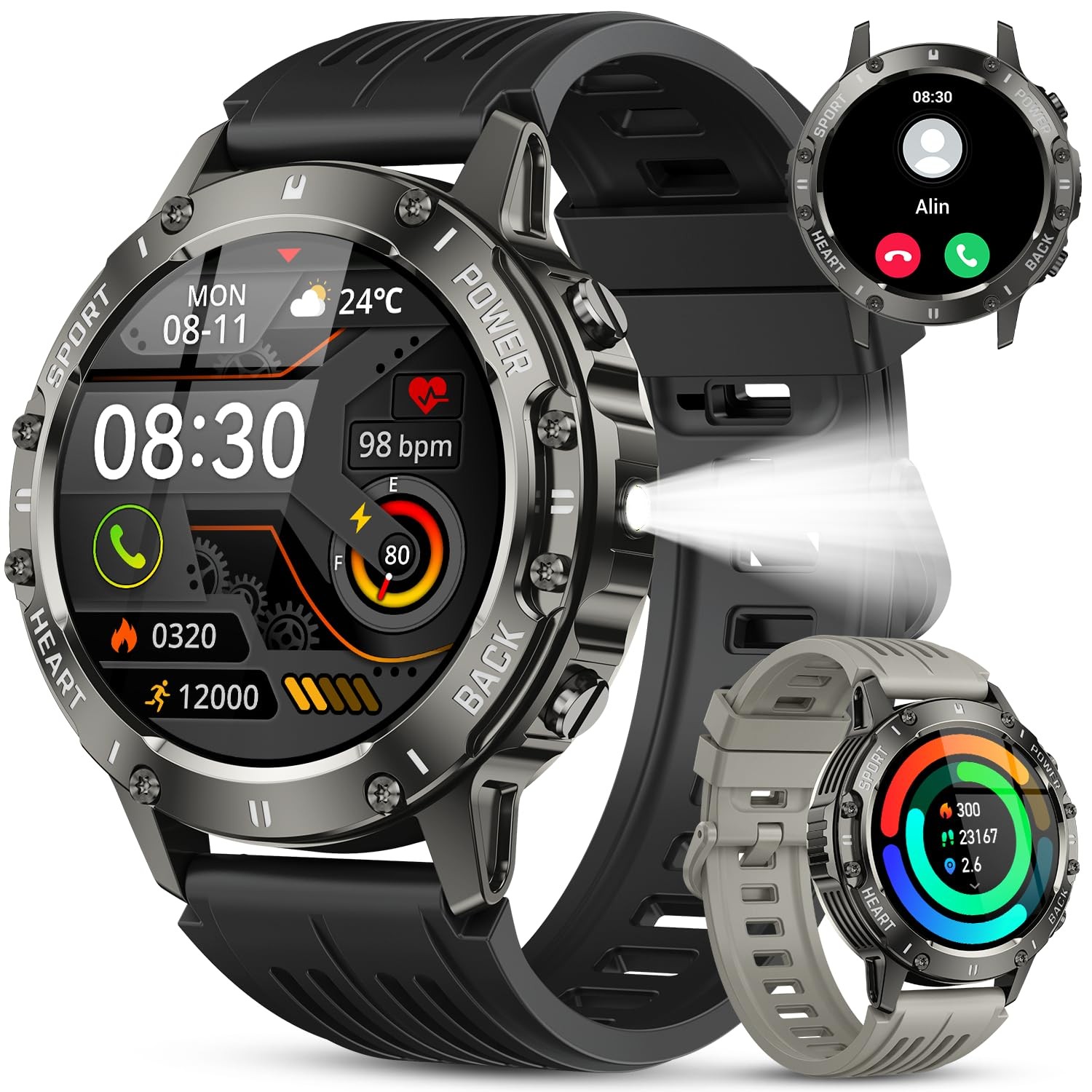 Smart Watch for Men Fitness Tracker: Bluetooth Waterproof 1.39 inches, Black