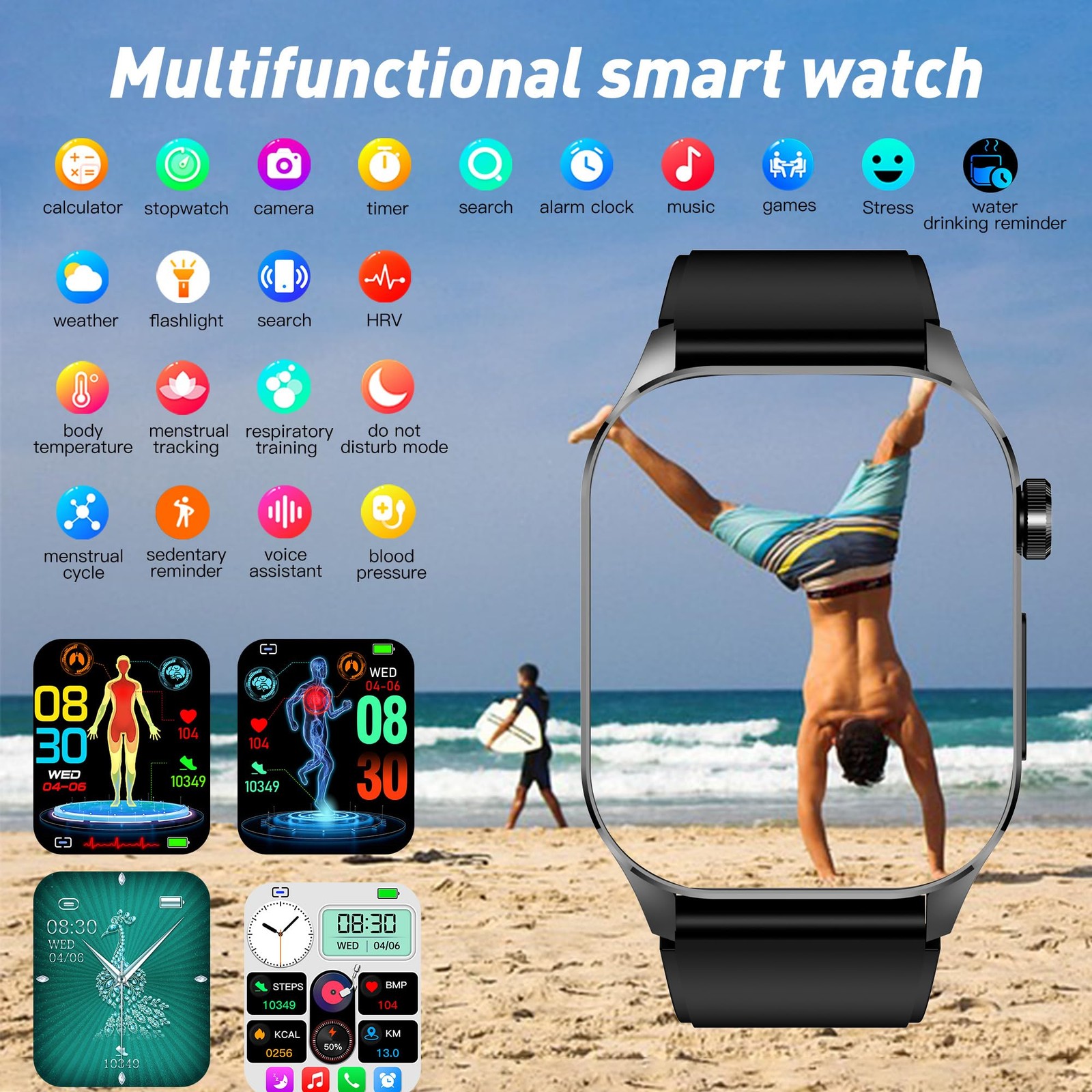for Men Women, 2.04″ AMOLED Color Screen, 24/7 Heart Rate, , , Sleep and Moni…