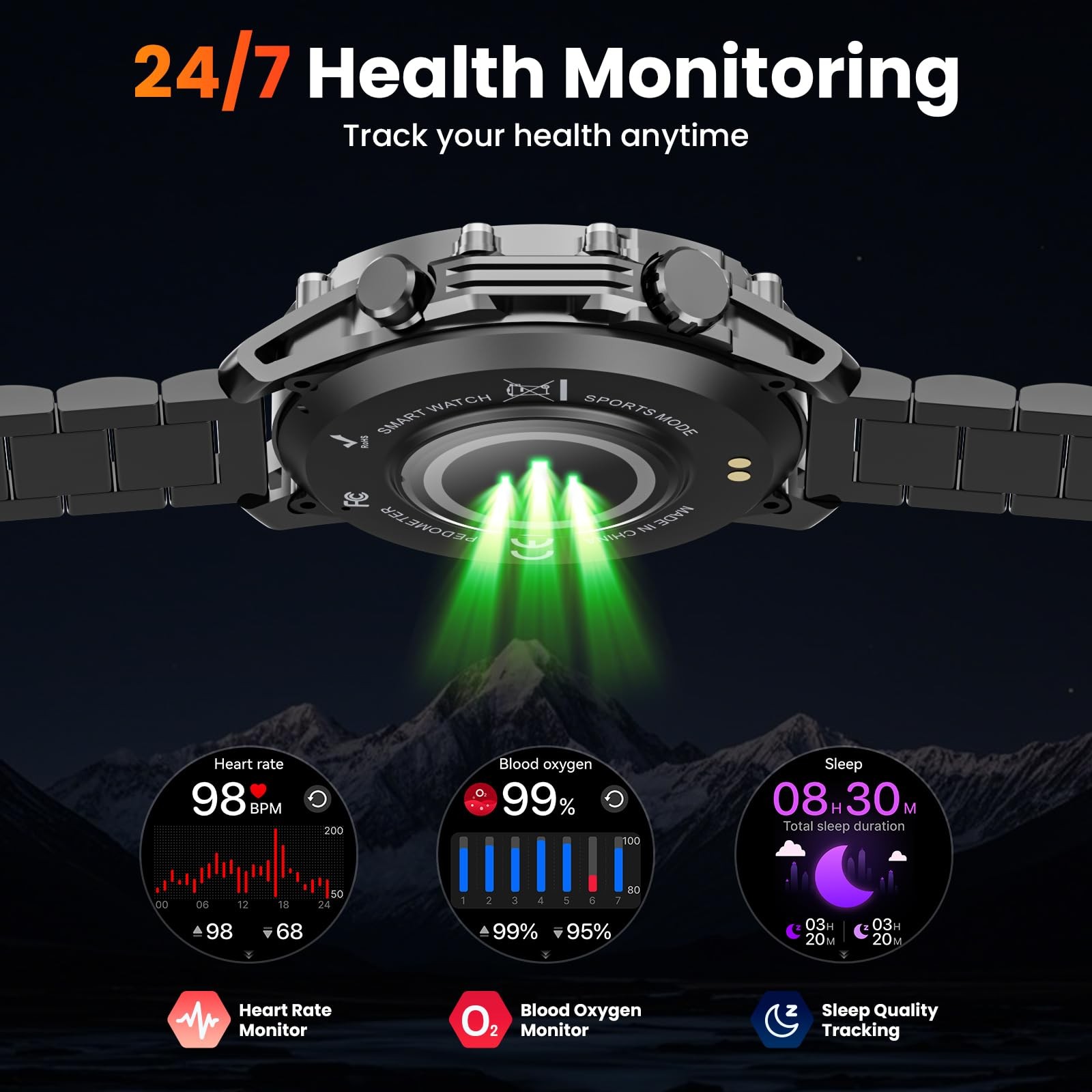 Smart Watches for Men (/Notification),Style Kits,Military with Heart Rate/Sle…