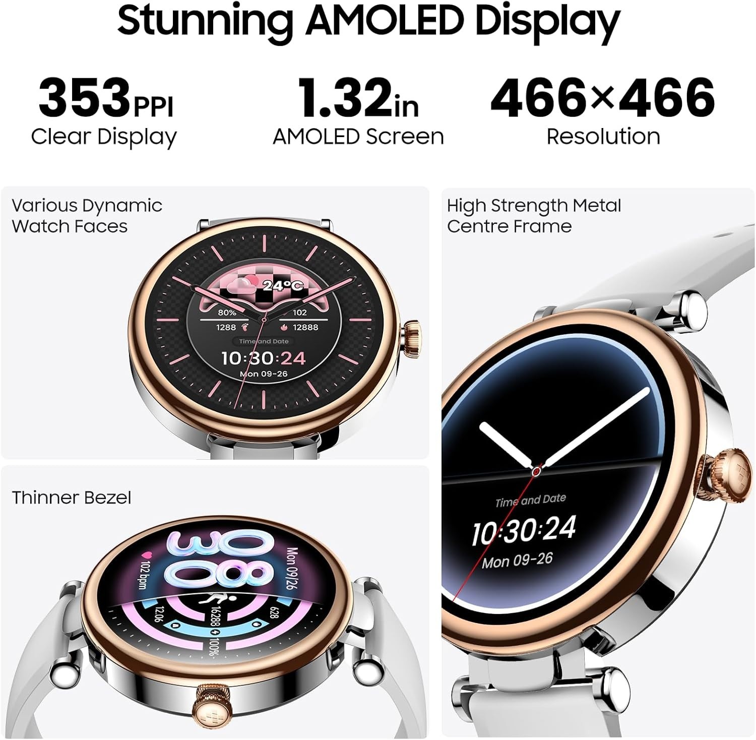 TOZO S8 AMOLED Smart Watch, 1.32″ HD Color Screen, Bluetooth Calls & Text Adults