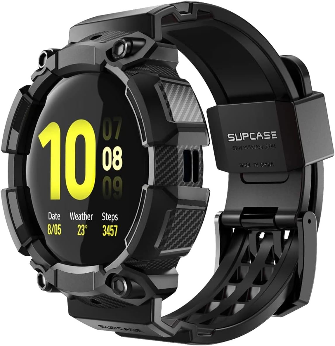 Galaxy Watch Active 2 [44mm] Rugged Case with Strap Bands – Protective Black Cov