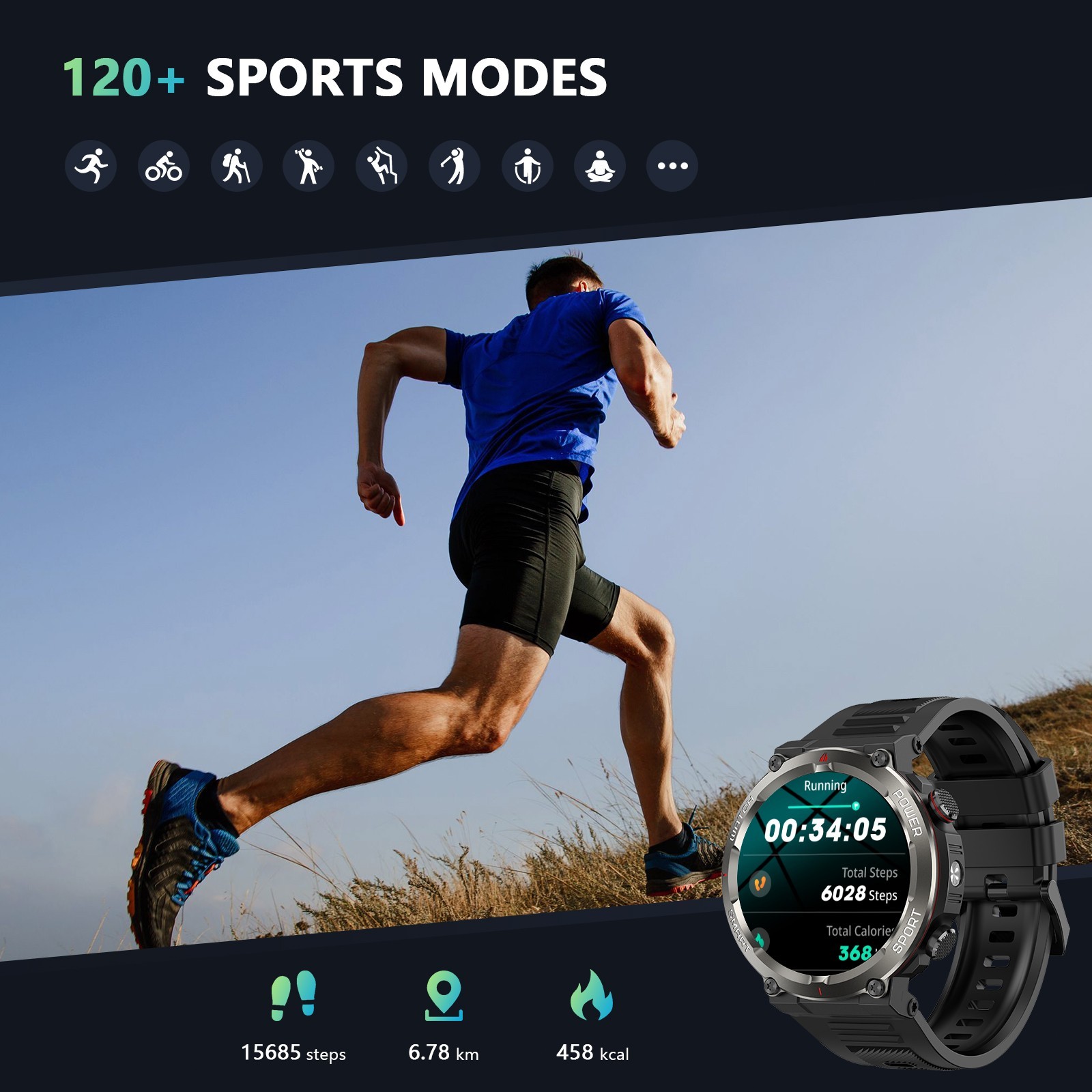 Military Smart Watches for Men (Answer/Make Calls) 2.01” Fitness Smart Watch