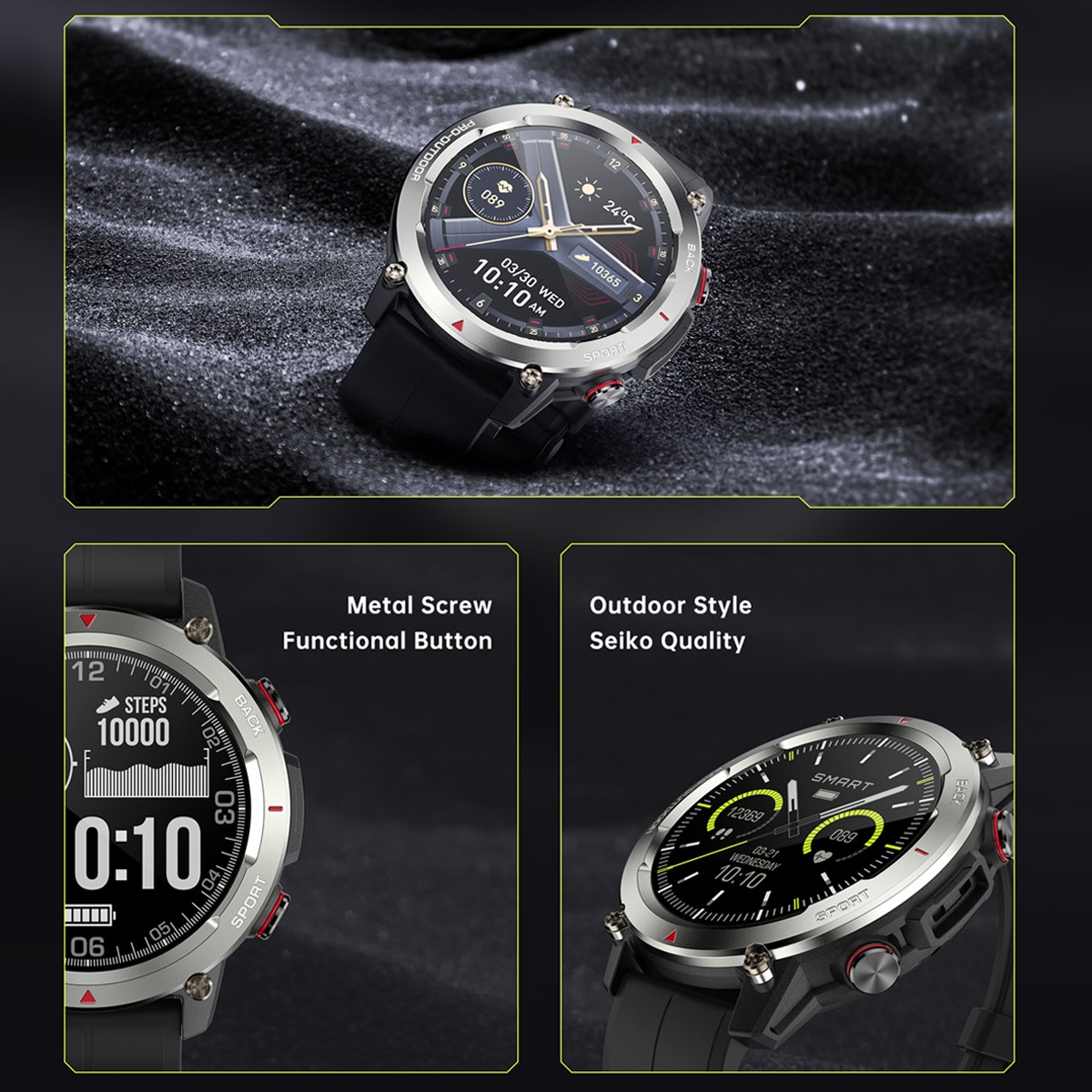 FT53 Smartwatch IP68 1.43″ AMOLED HR 30m Waterproof BT Call for Android/iOS