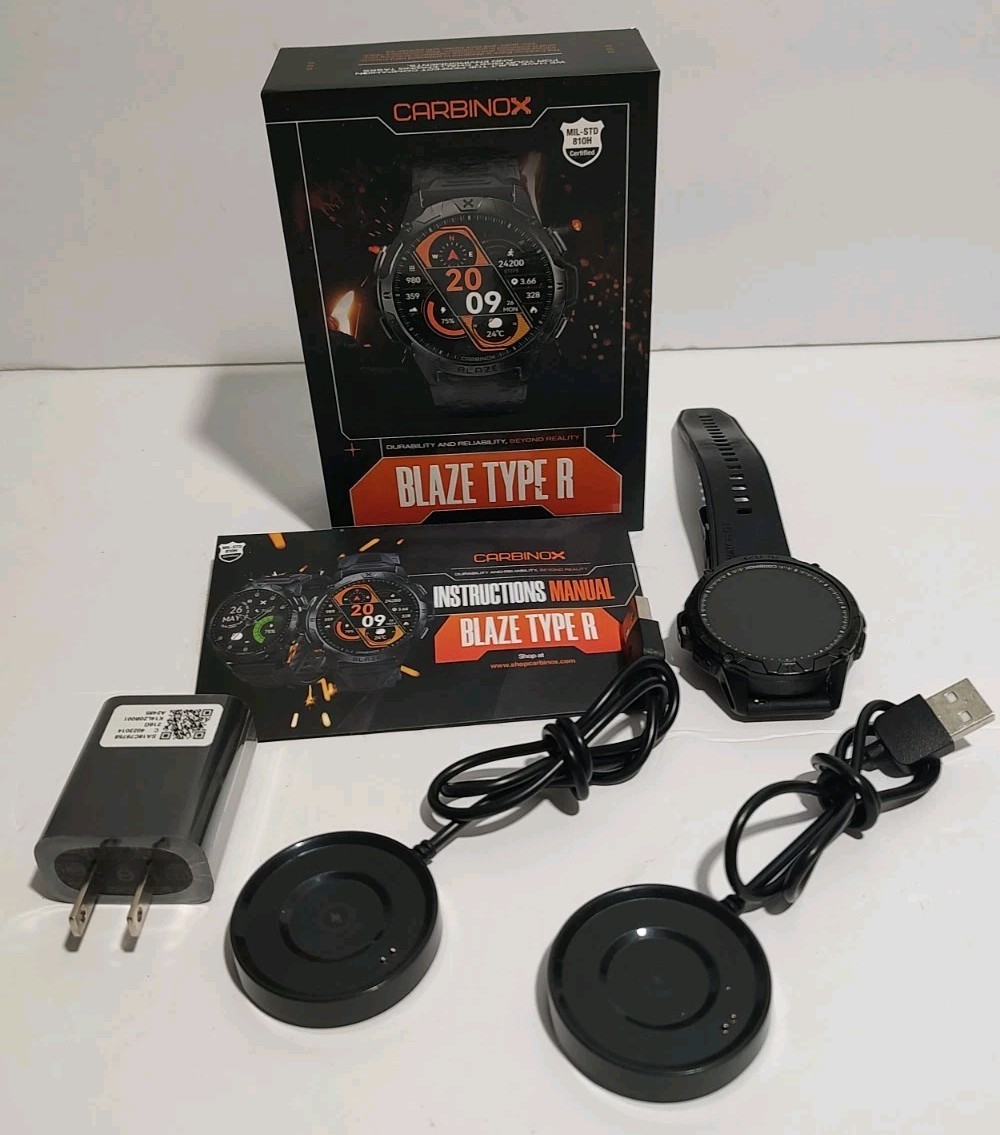 Carbinox Blaze Type R Rugged Tactical Military Smartwatch IP69K Black Round