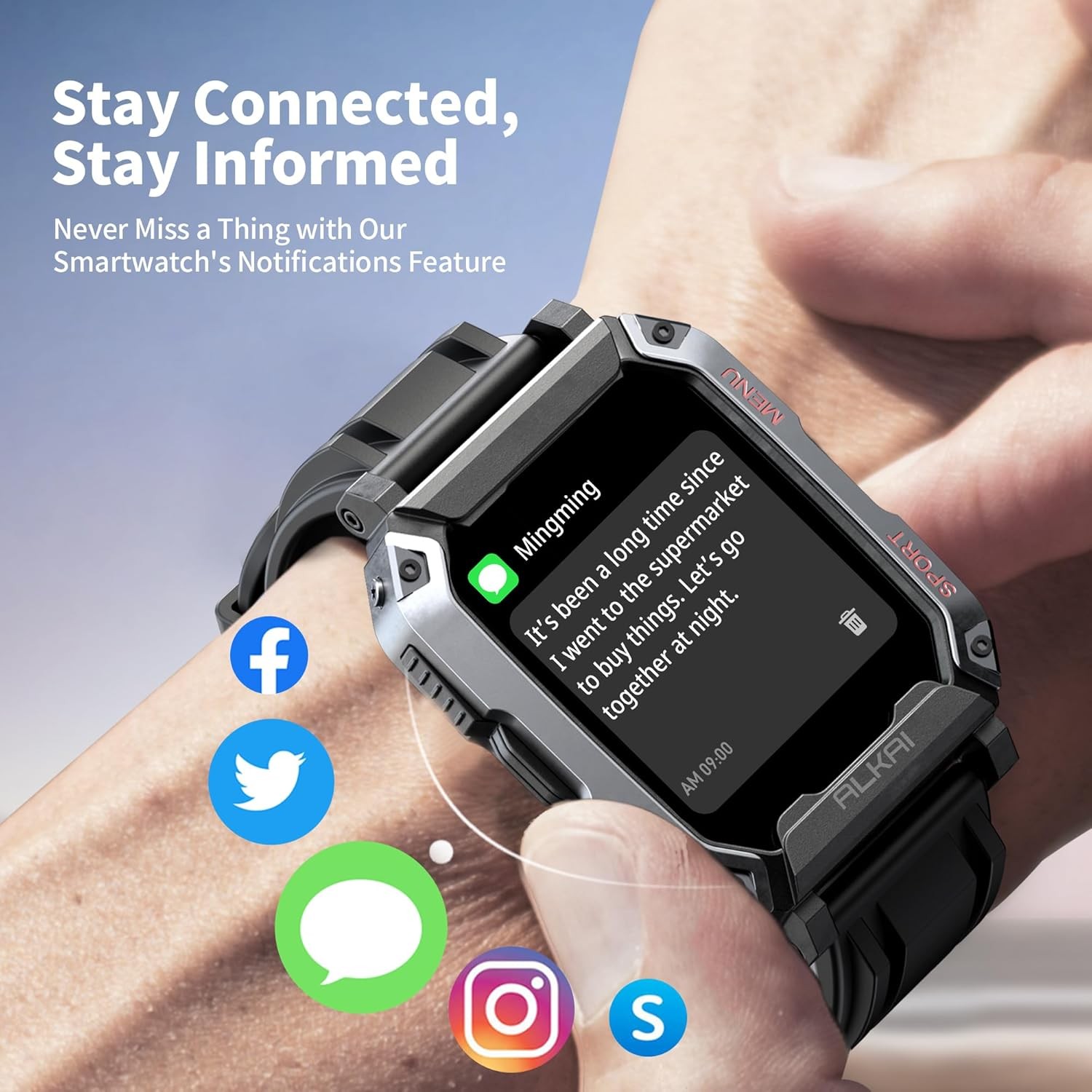 2.02″ Smart Watch For Men 5ATM Waterproof Military Sport Watch For Android iOS