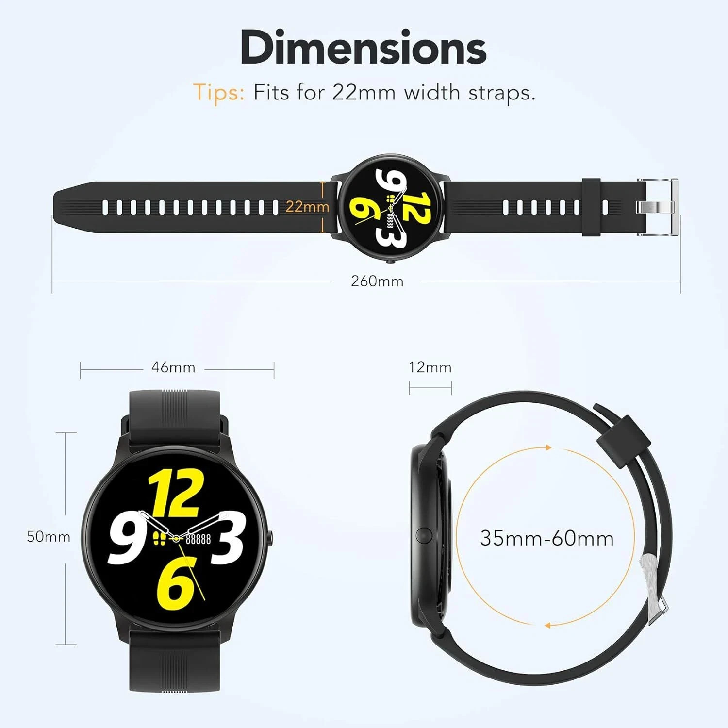 AGPTEK LW11 Smart Watch for Women Men IP68 Waterproof Android iOS Phone Tracker