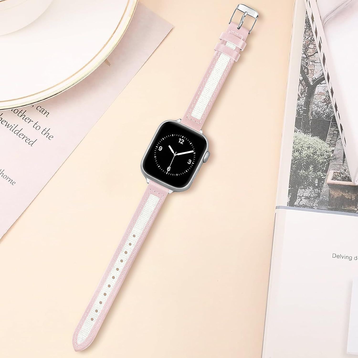 Thin Leather Band for Apple Watch Series 11, 38mm, 40mm, 41mm – Women’s Design