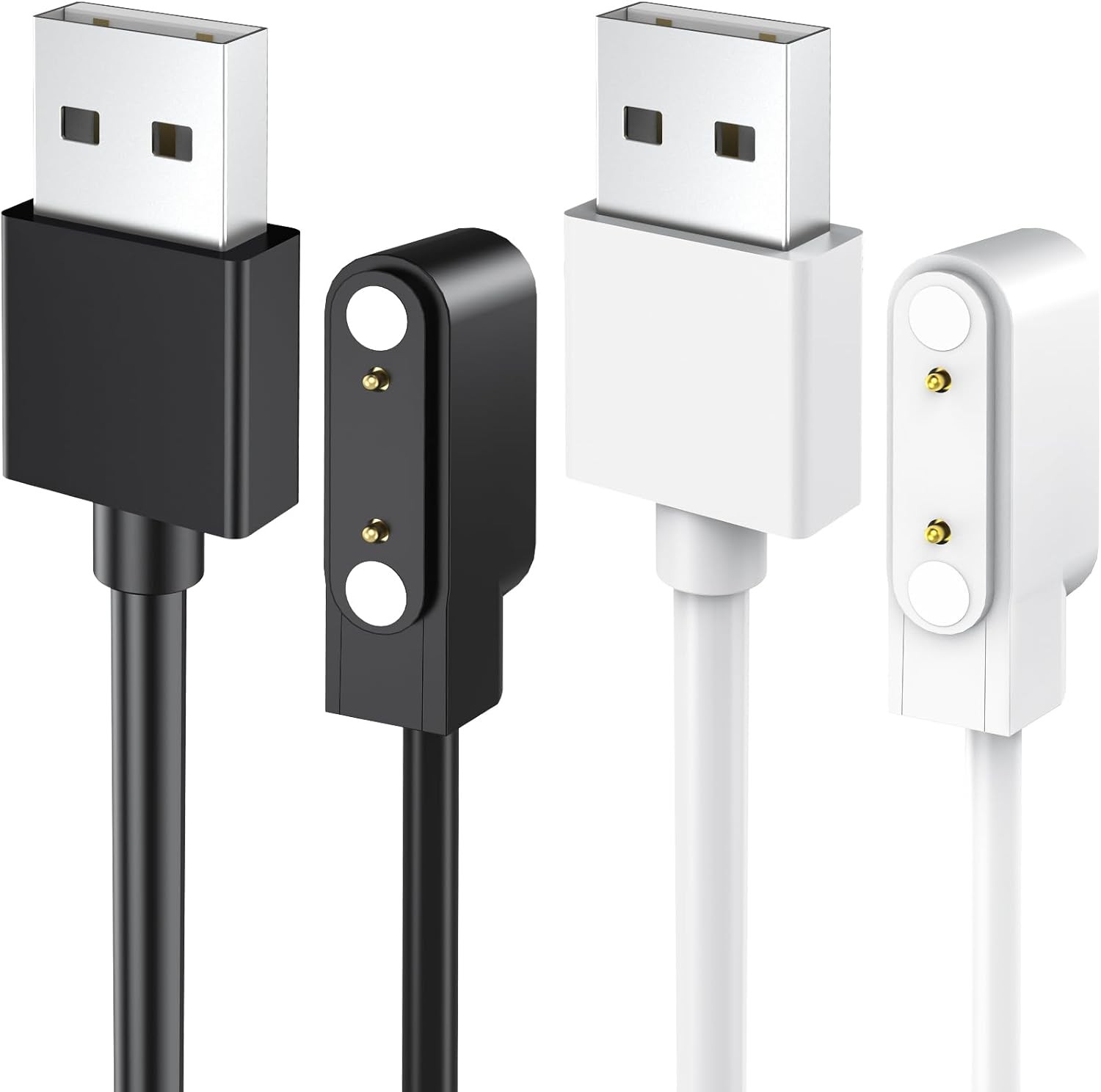 2 Pack Bark Watch Charger Magnetic USB Charging Cable Durable Portable (Black+Wh