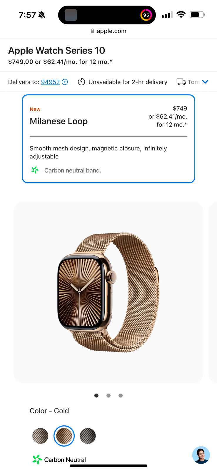 Apple Watch Series 10 (GPS+LTE) 42MM Gold Titanium Case Gold Milanese Loop