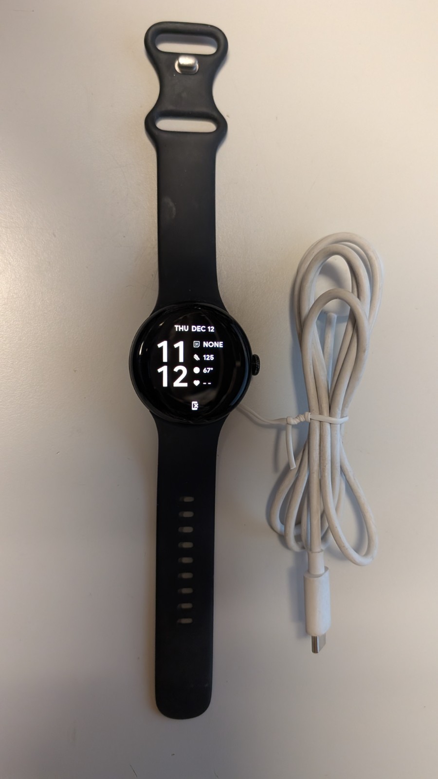 Google Pixel Watch 2 41mm Matte Black Aluminum Case with Obsidian Black Silicone