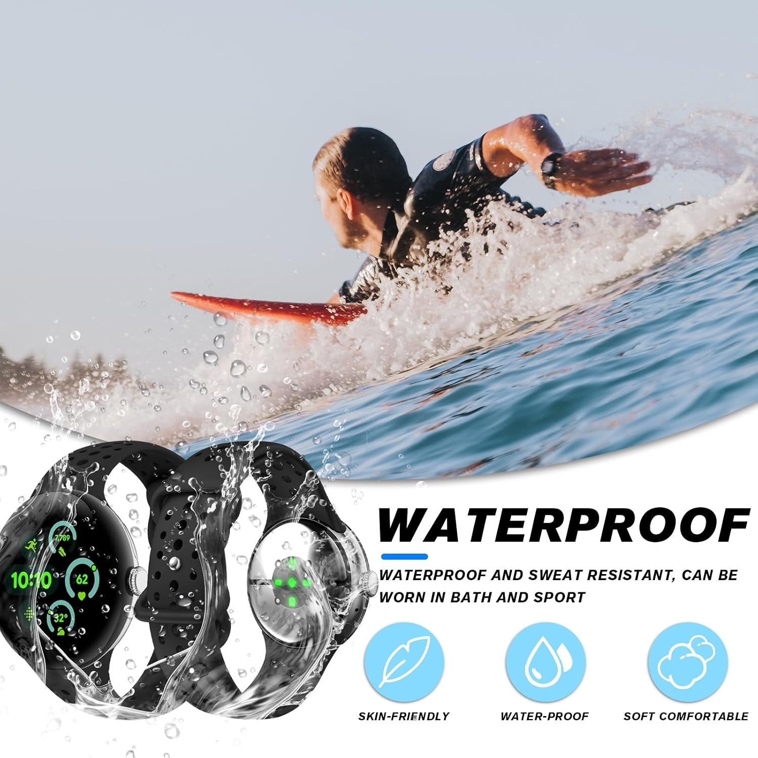Breathable Soft Silicone Wristband for Google Pixel Watch 41mm 45mm