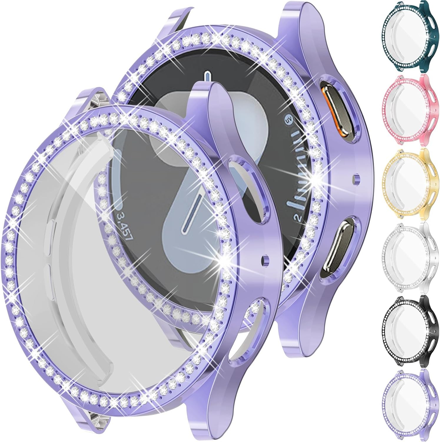 6 Pack Bling Case for Samsung Galaxy Watch 7 44mm Rhinestones Bumper Cover