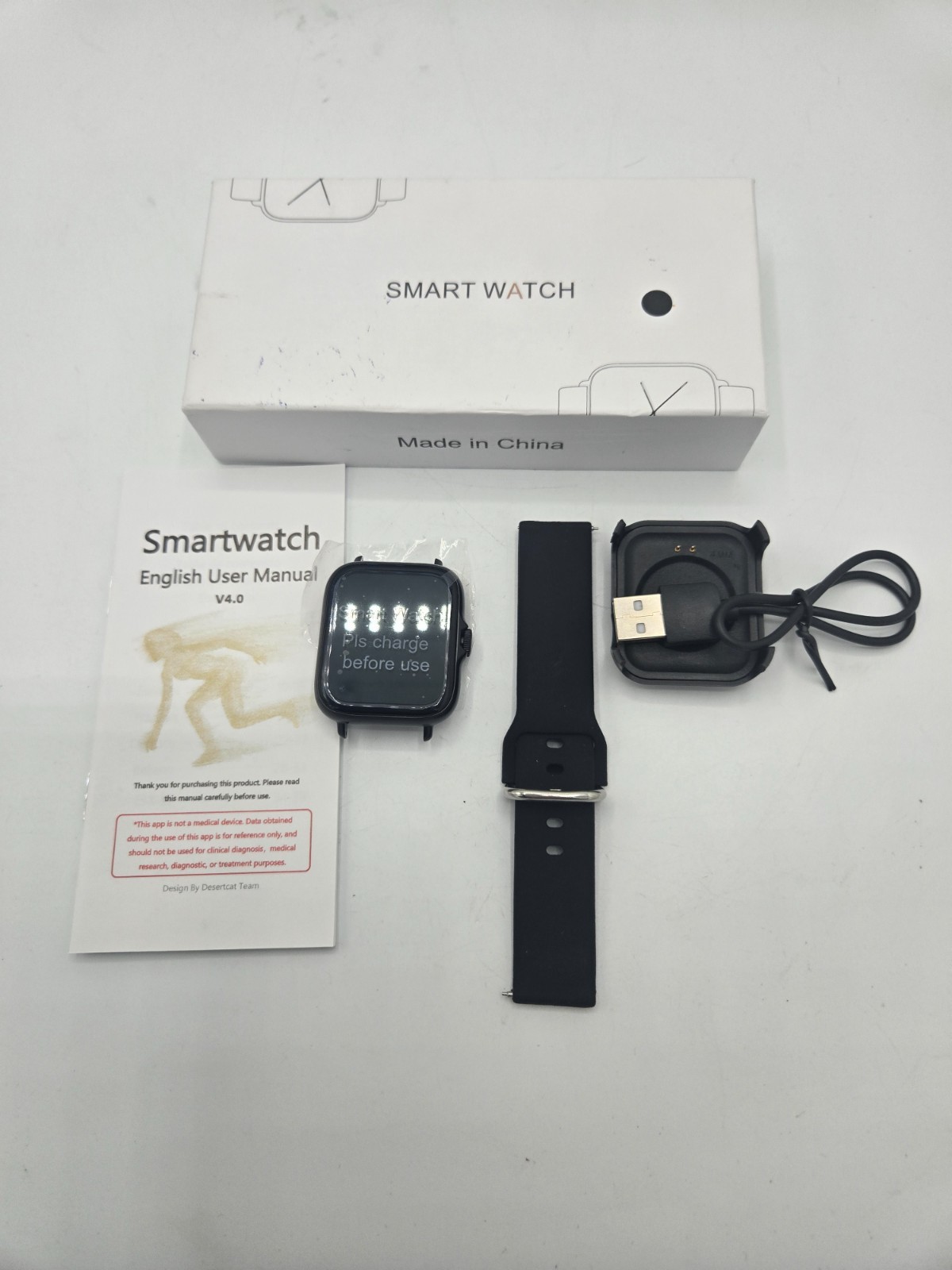 TB39 Android & iOS Smartwatch Black Strap Unisex Bluetooth 45mm Touchscreen