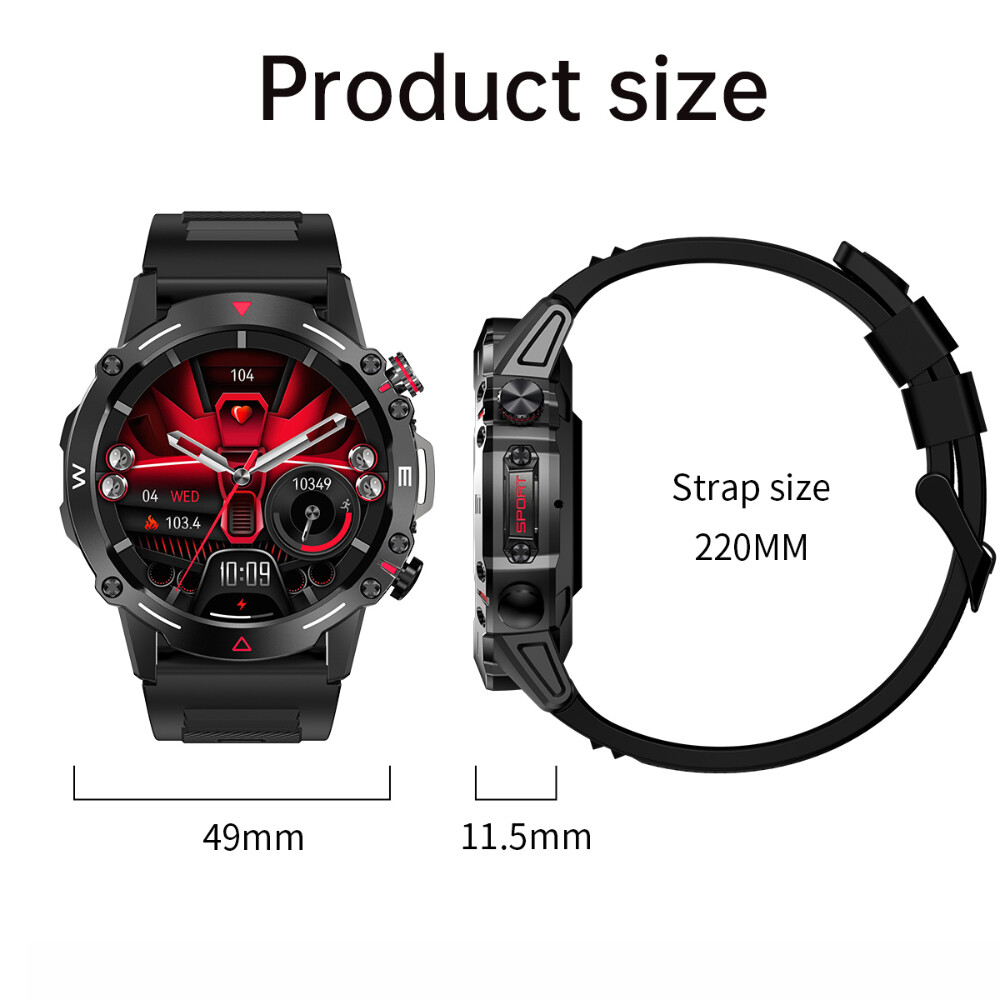 Military Smart Watch For Men’s (Call Receive/Dial) Rugged Sport Fitness Tracker