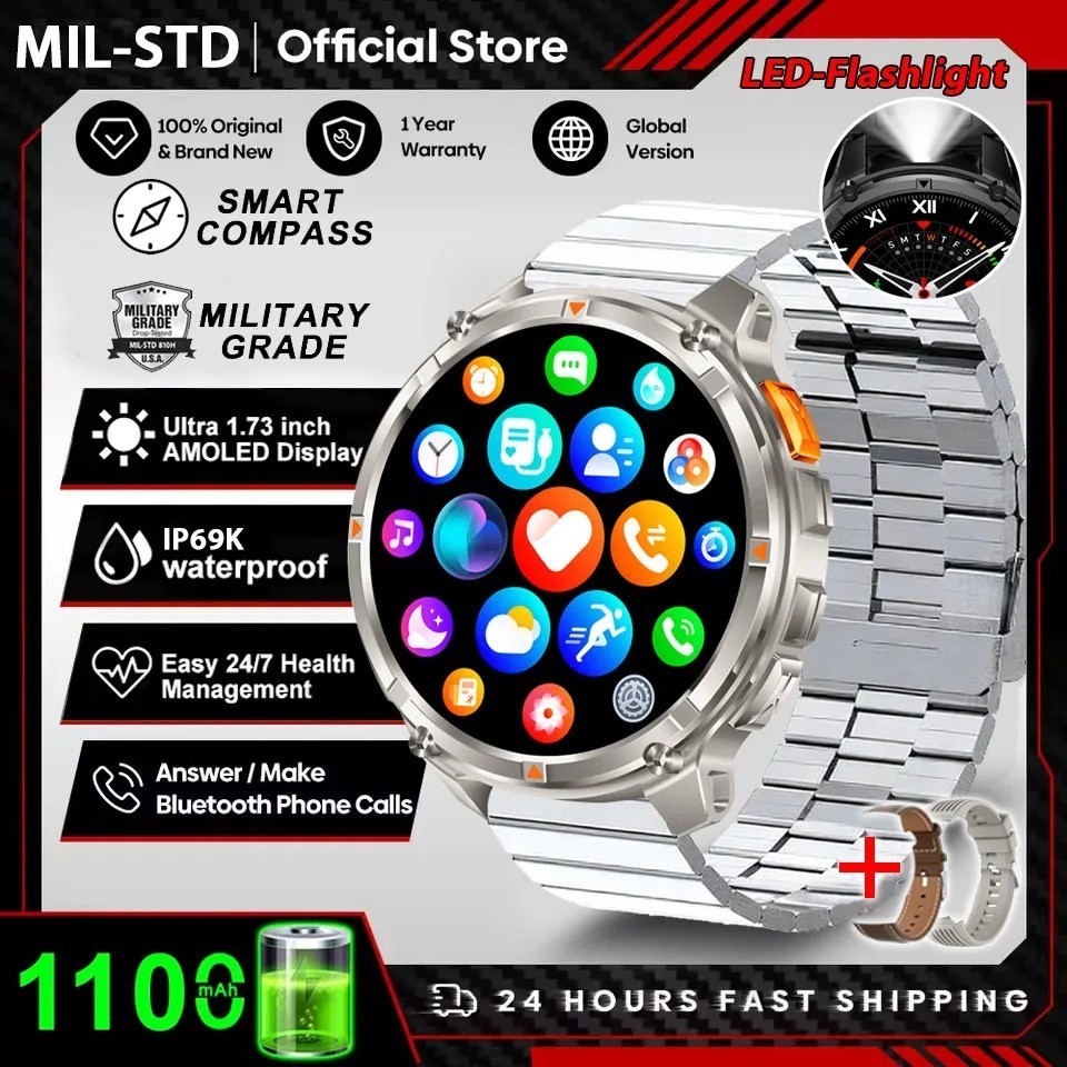 T-Rex 3 GPS Smart Watch (10ATM Waterproof, Built-In GNSS, Compass, Military)
