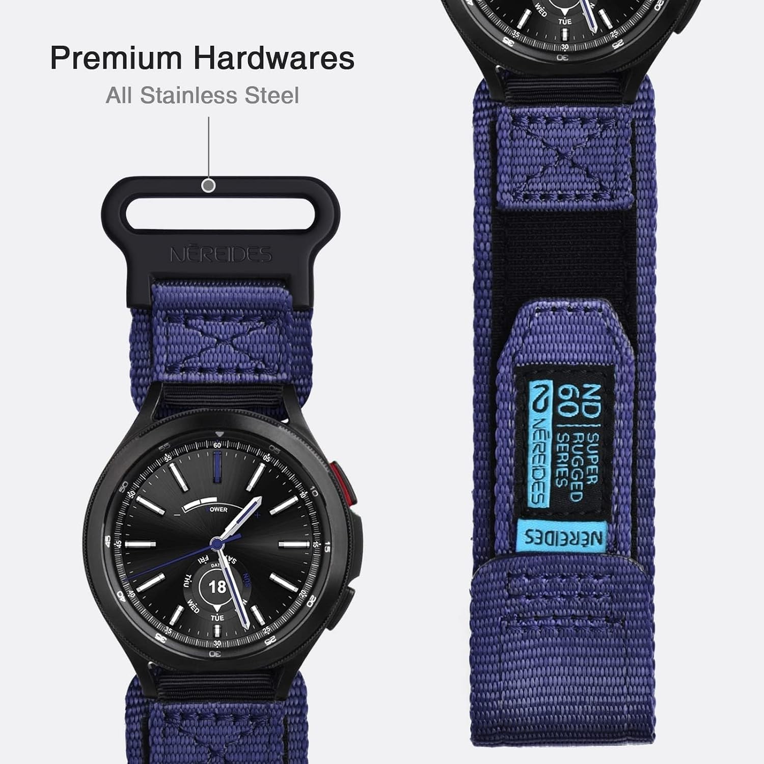 20mm Nylon Sports Strap for Galaxy Watch 7 6 5 4 40mm 44mm, Active 2, Purple