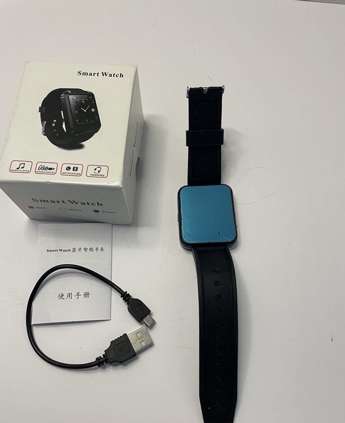 Smart Watch black, Hands Free Music Player Micro USB Bluetooth Notifications New