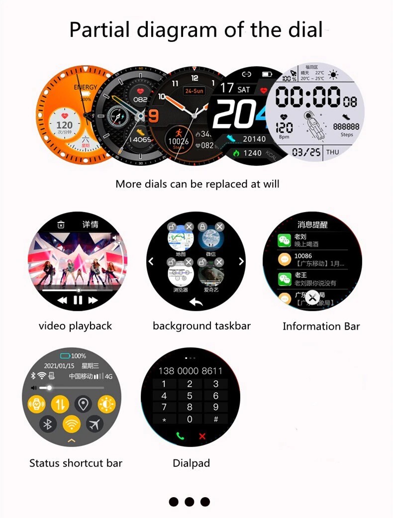 V20 Max 1.6 inch 4G LTE (4GB/128GB) Dual Cam Wi-Fi Sports Pedometer Heart, New