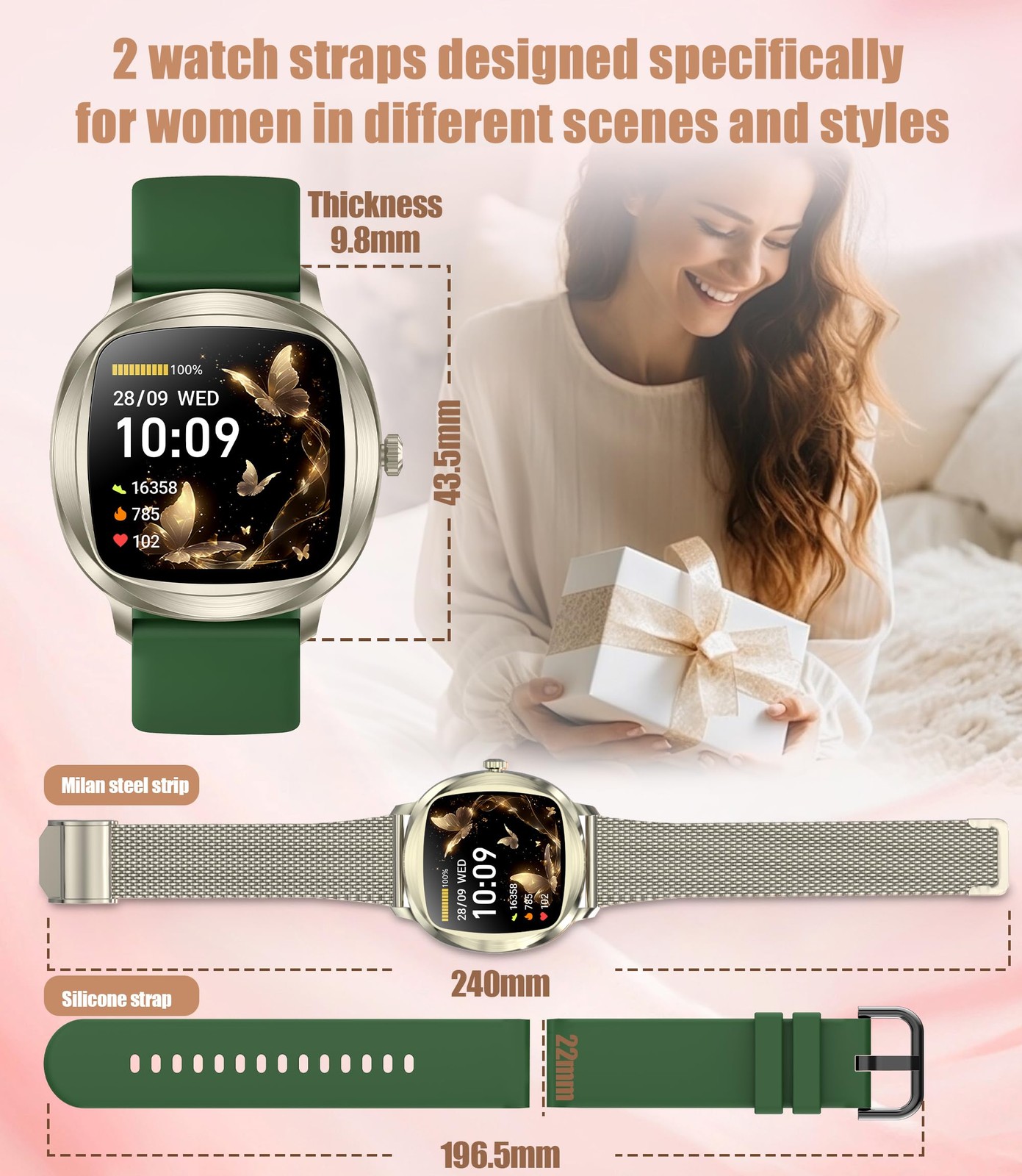 Watches for , 1.72″ for Android Phones with Heart Rate/Sleep Monitor, 100+ Sp…