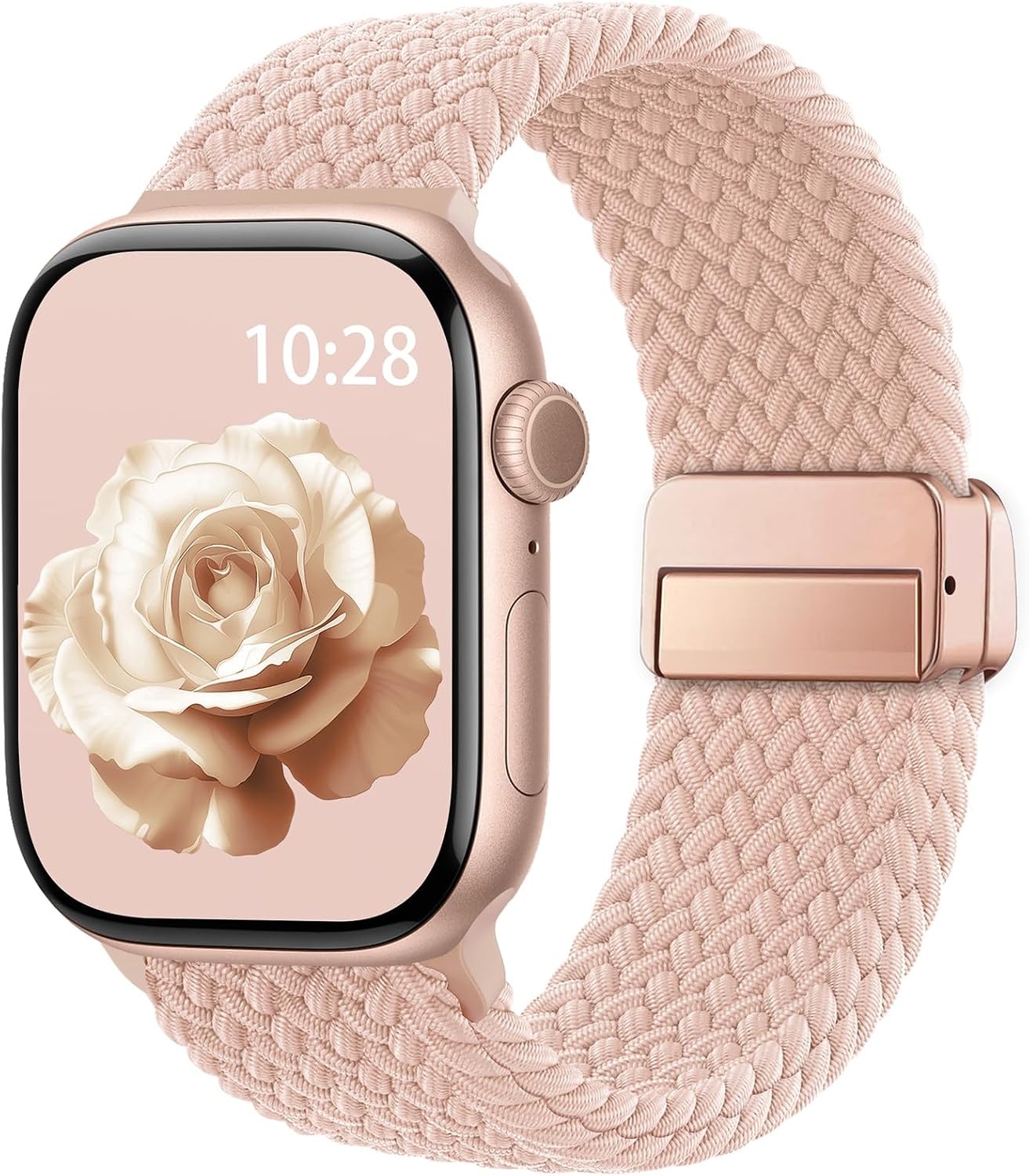 Pink Sand Braided Stretchy Band for Apple Watch Series 7, 38mm 40mm 41mm