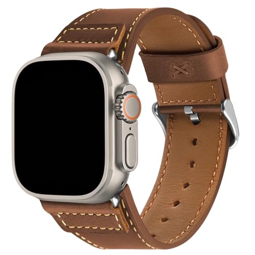 Top Genuine Leather Strap Compatible with Apple Watch Ultra 49mm Men