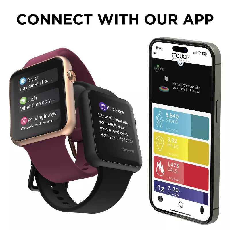 iTouch Air 4 Smartwatch Black – Fitness Tracker with Heart Rate, Excellent