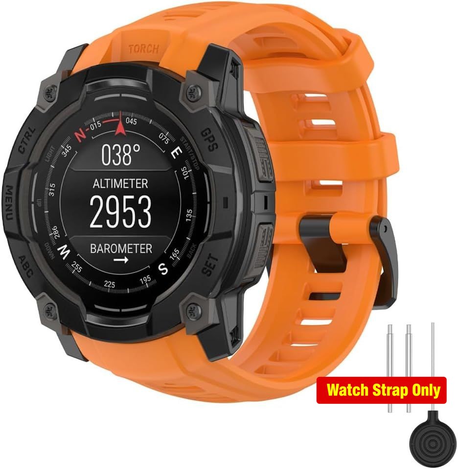 Adjustable Waterproof Silicone Watch Band for Garmin Instinct 3 45mm, Unbranded