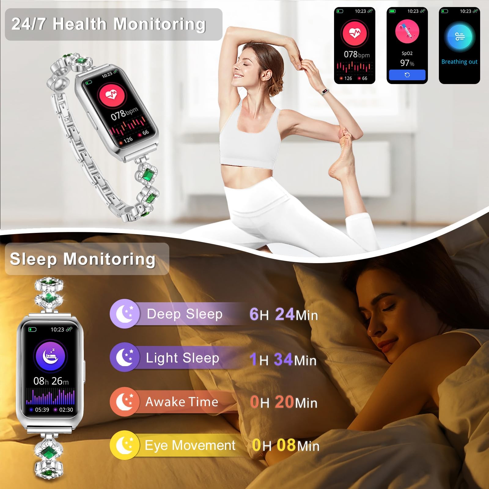 Smart Watches for Women,Fitness Tracker Watches with Sleep Monitor/Heart Rate…