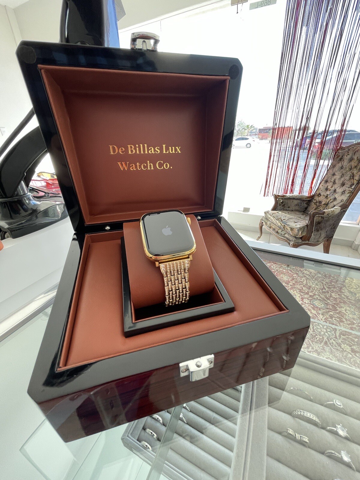 Custom 24k Gold Plated 41mm Apple Watch Stainless Steel Series 9 Diamond Band