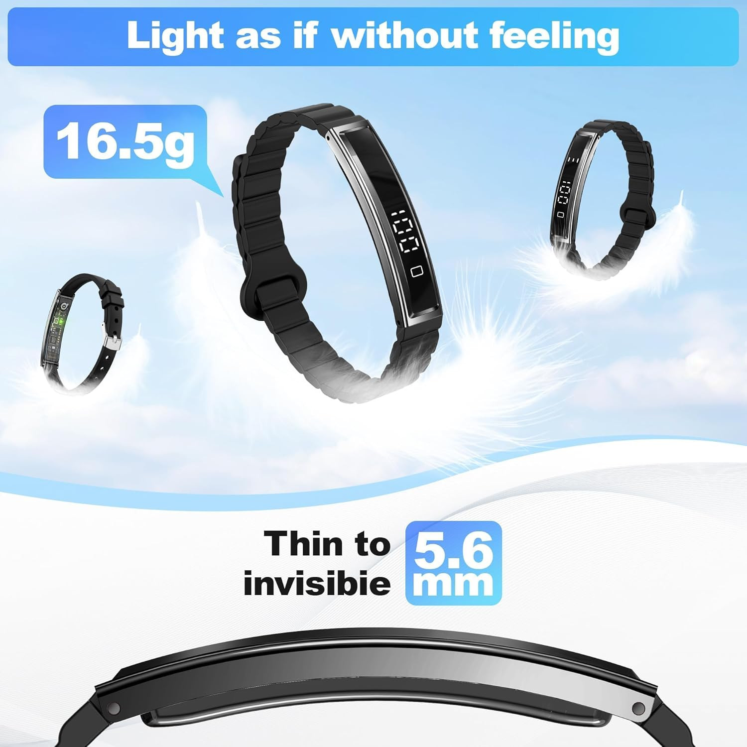 Smart Bracelet for Women Men, 24H Sleep Tracker, Step Tracker with Bluetooth Con