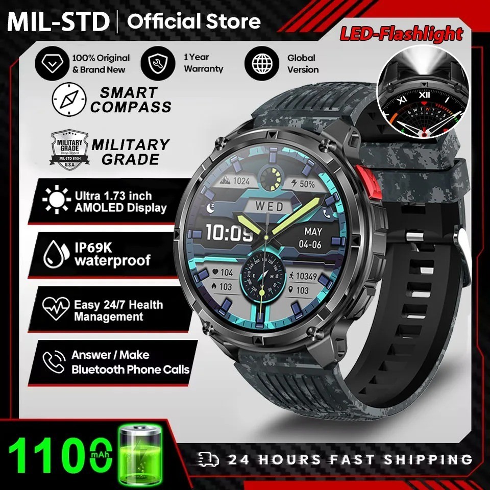 T-Rex 3 GPS Smart Watch (10ATM Waterproof, Built-In GNSS, Compass, Military)