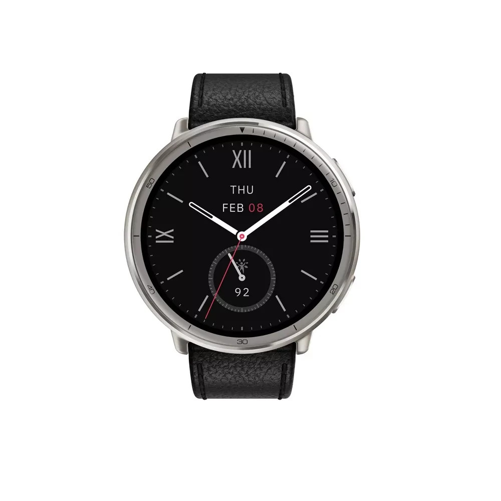 New Amazfit Active 2 Premium Version 44mm Fitness Smart Watch Black Leather