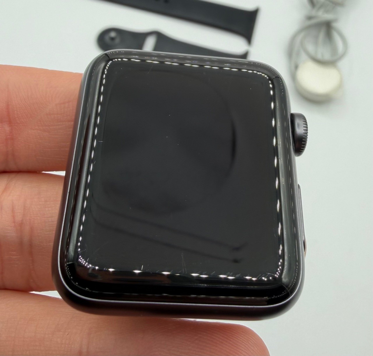 Apple Watch Series 3 42MM Space Gray Aluminum Black Sport Band A1859