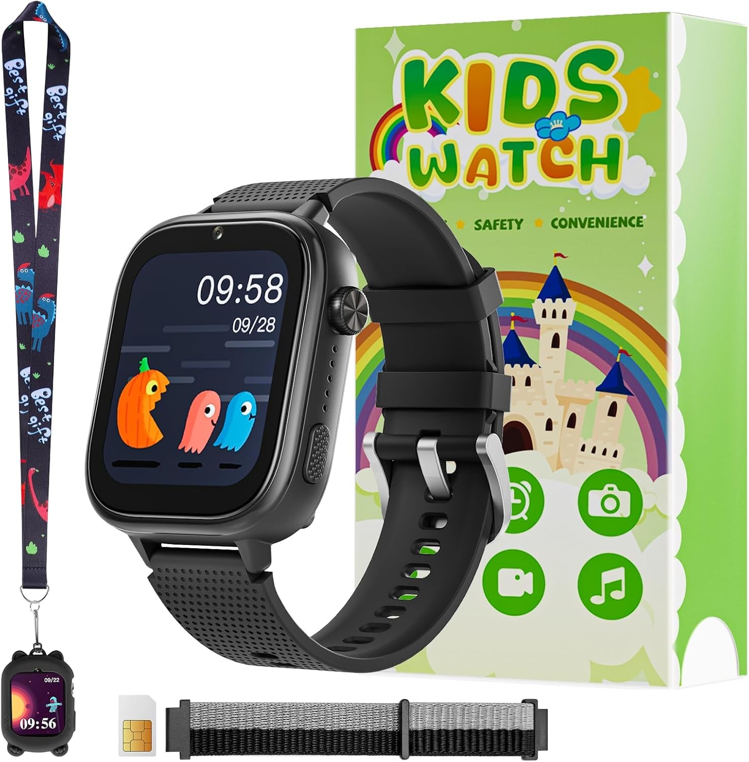 Kids 4G Smart Watch Two-Way Calling SOS GPS For Boys Girls Aged 4-12 Gifts